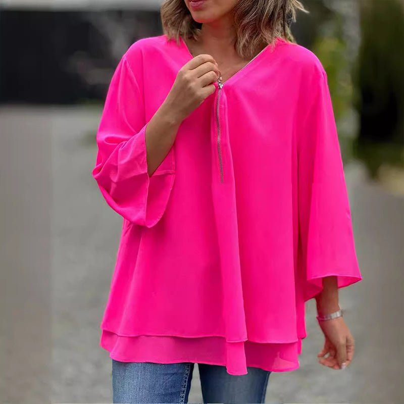 Maia | Chiffon Zipper Blouse