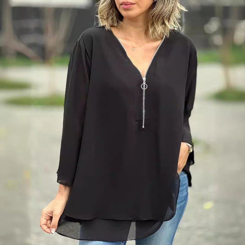 Maia | Chiffon Zipper Blouse