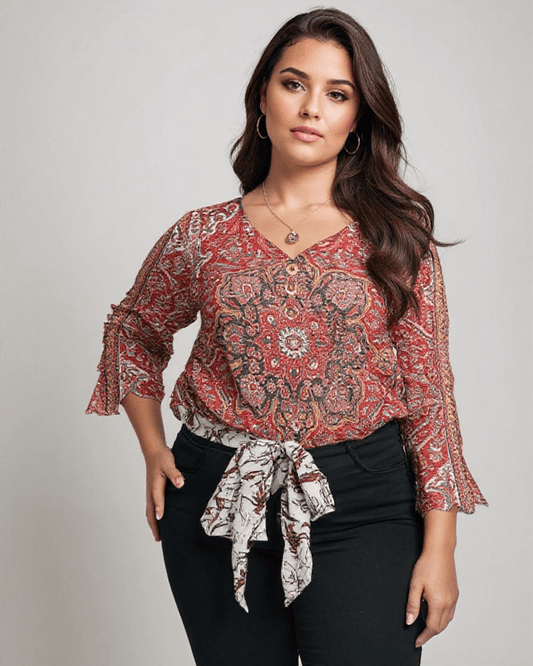 Kaia | Red Print Classic Top