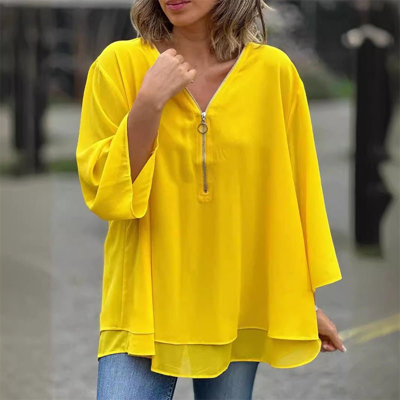 Maia | Chiffon Zipper Blouse
