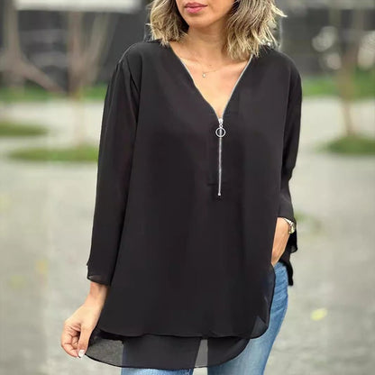 Maia | Chiffon Zipper Blouse