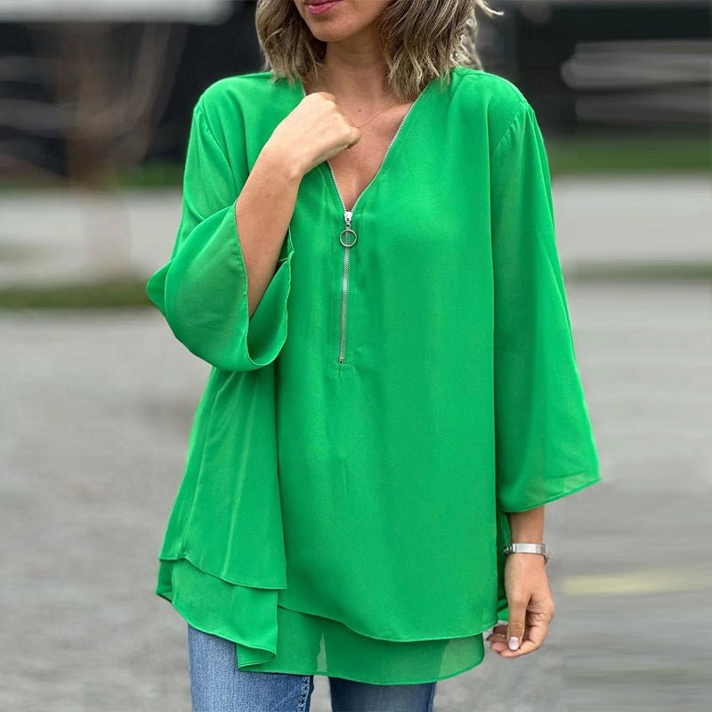 Maia | Chiffon Zipper Blouse