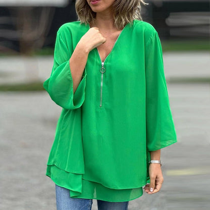 Maia | Chiffon Zipper Blouse