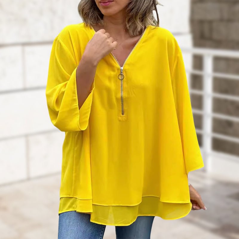 Maia | Chiffon Zipper Blouse