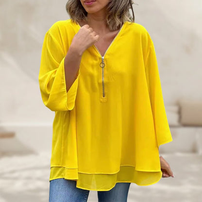 Maia | Chiffon Zipper Blouse
