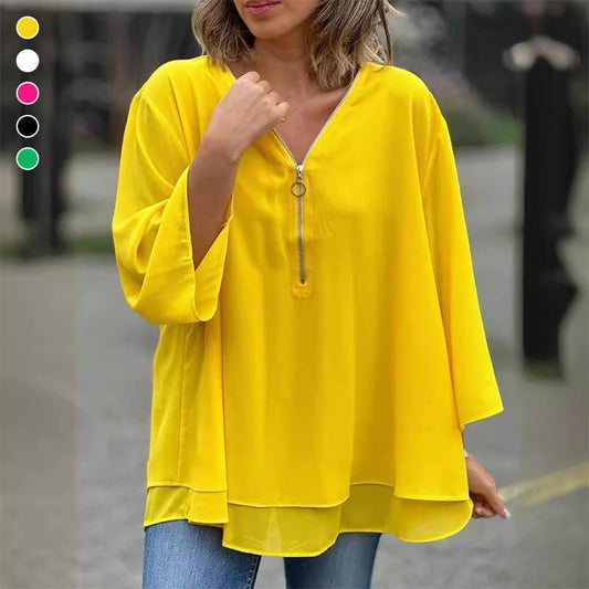 Maia | Chiffon Zipper Blouse