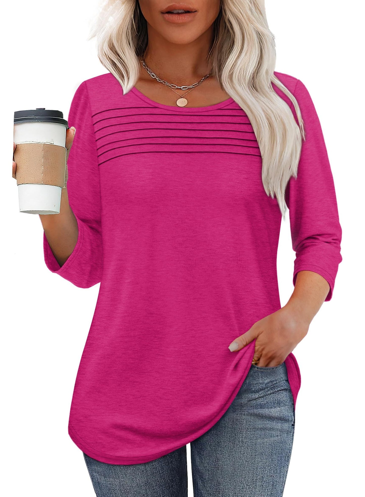 Tiare | Pleated 3/4 Sleeve Top