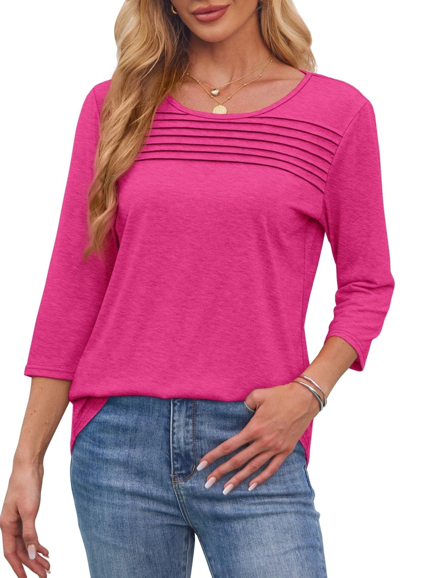 Tiare | Pleated 3/4 Sleeve Top
