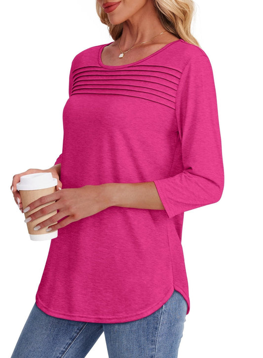 Tiare | Pleated 3/4 Sleeve Top