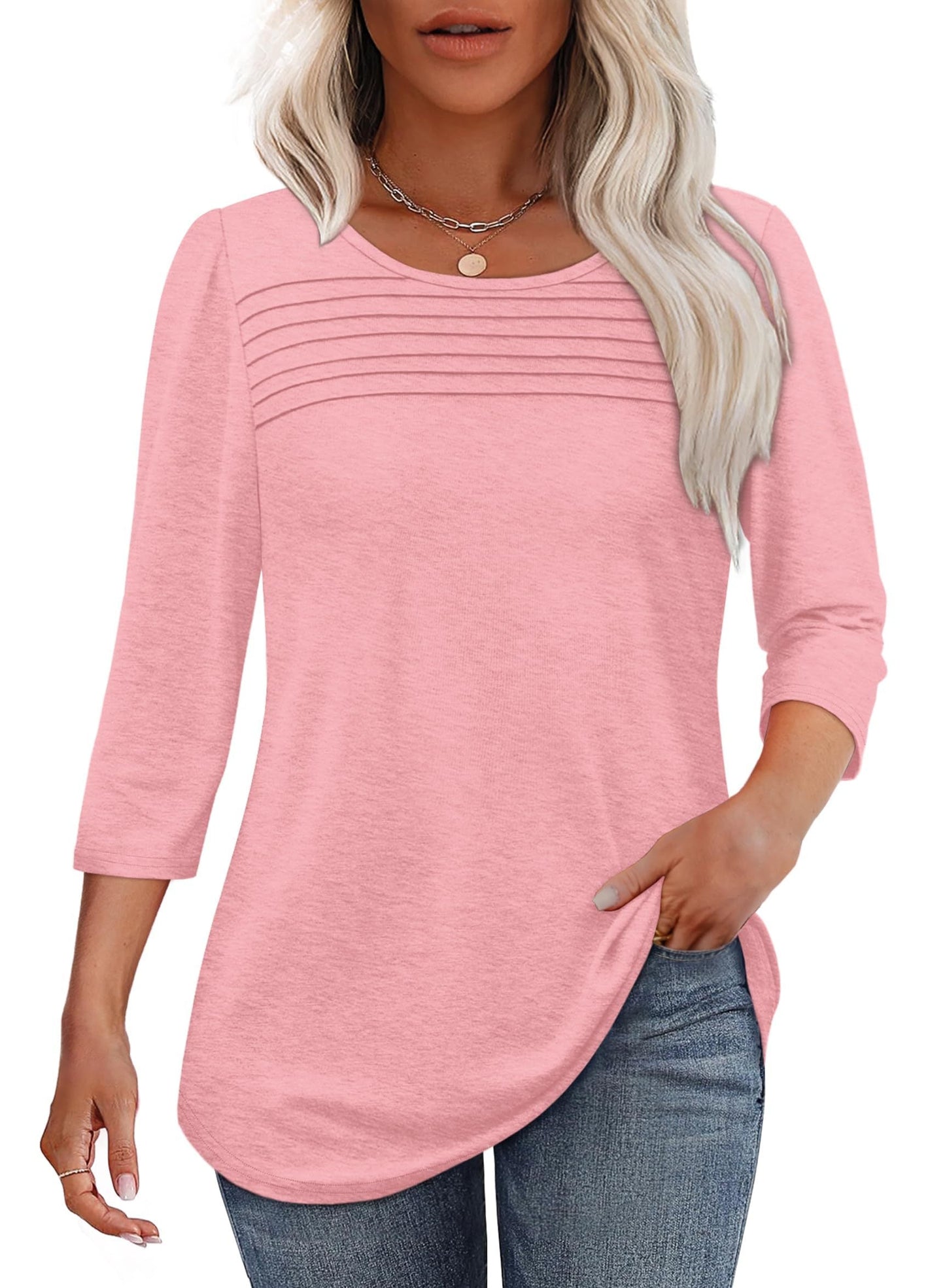 Tiare | Pleated 3/4 Sleeve Top