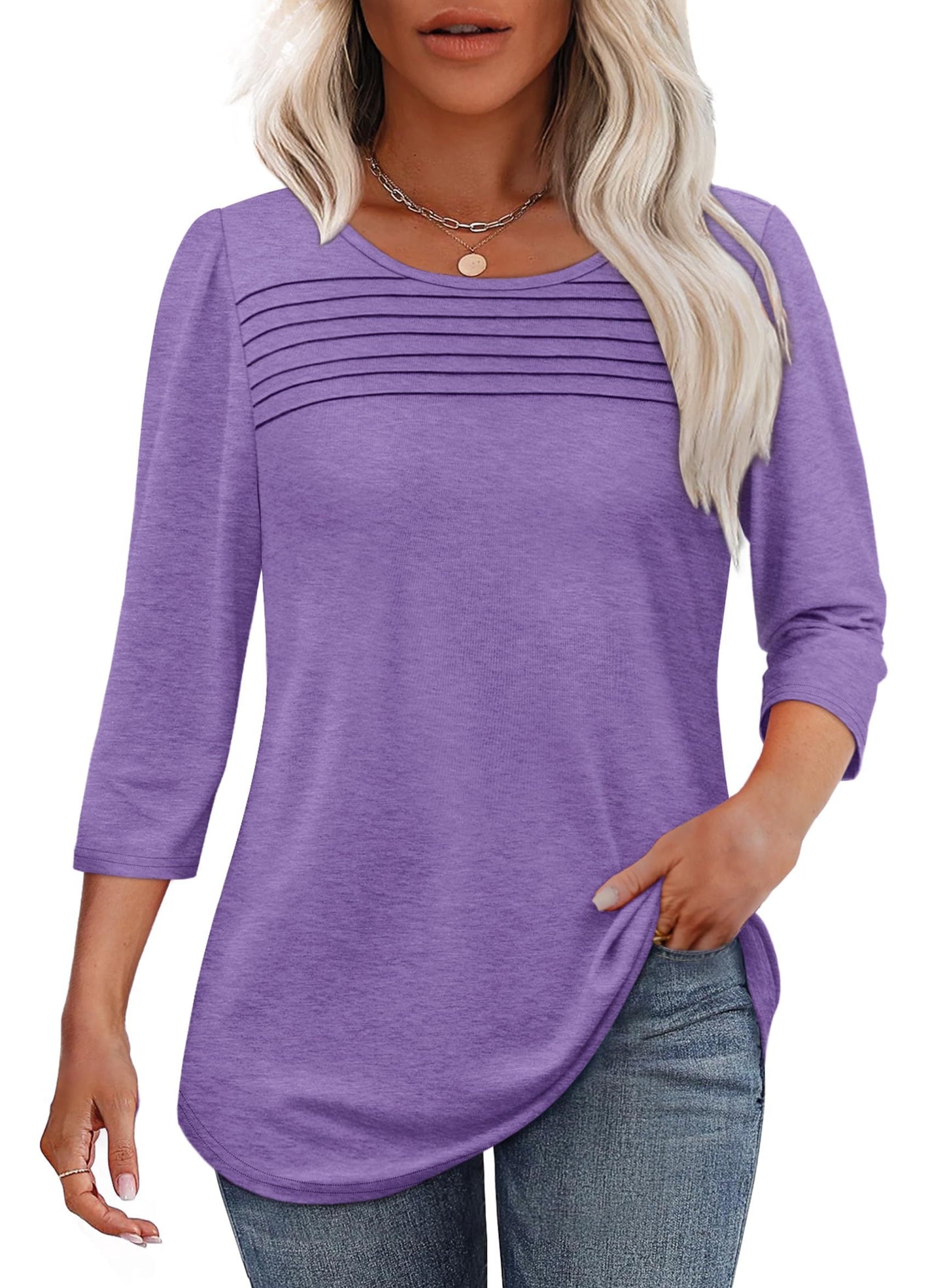 Tiare | Pleated 3/4 Sleeve Top