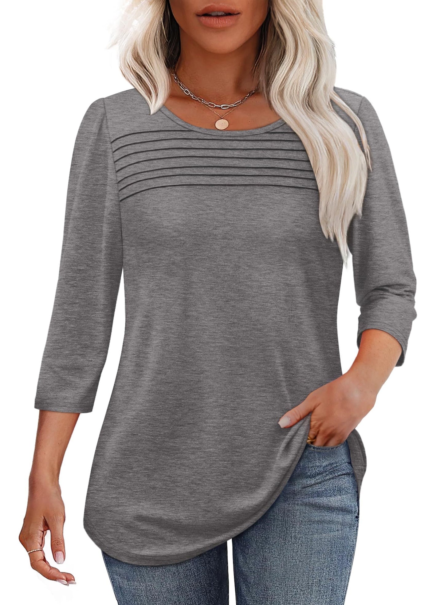 Tiare | Pleated 3/4 Sleeve Top