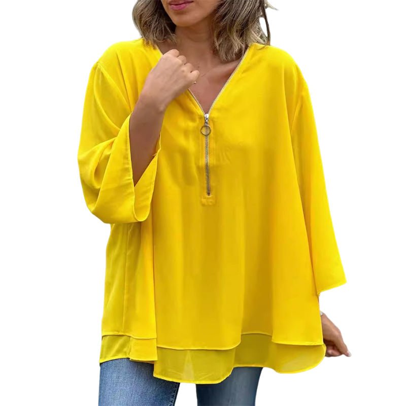 Maia | Chiffon Zipper Blouse