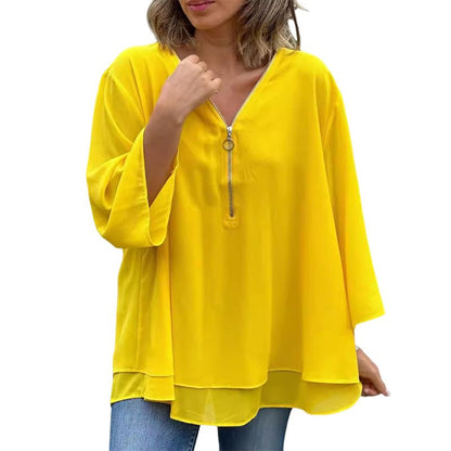 Maia | Chiffon Zipper Blouse
