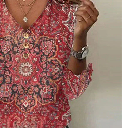 Kaia | Red Print Classic Top