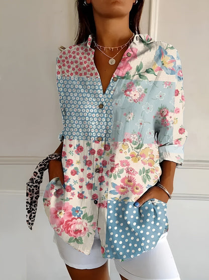 Elirah | Floral Wave Cotton Blouse