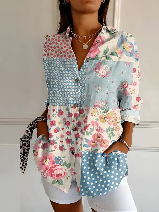 Elirah | Floral Wave Cotton Blouse