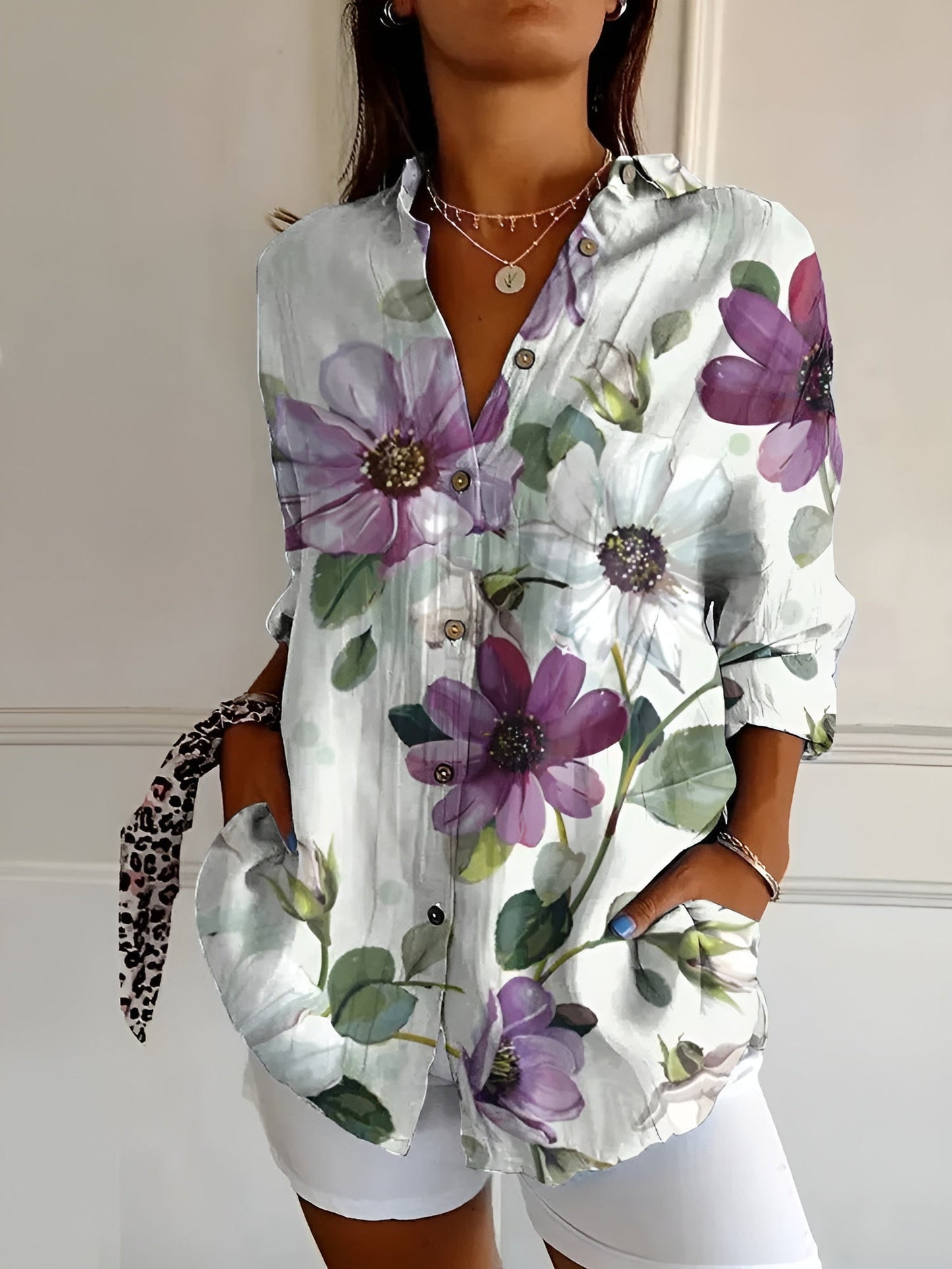 Elirah | Floral Wave Cotton Blouse